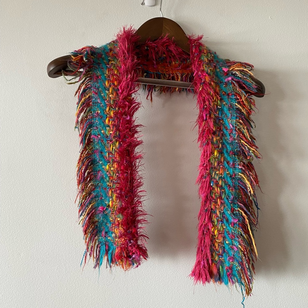 Rainbows short fringe scarf